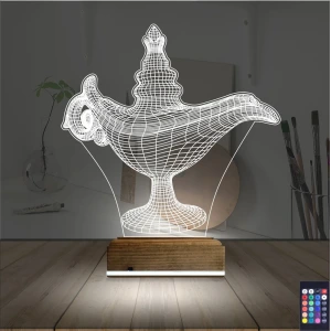 Alaaddin Sihirli Lamba 3D Lamba - Masa Gece Lambası Alaaddin Sihirli Lamba 3D Lamba - Masa Gece Lambası