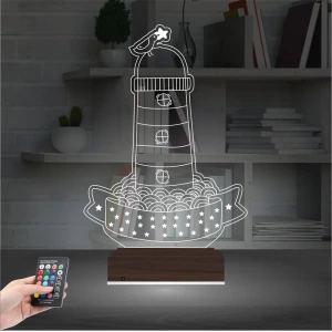 Deniz Feneri Kuş 3D Lamba - Masa Gece Lambası Deniz Feneri Kuş 3D Lamba - Masa Gece Lambası