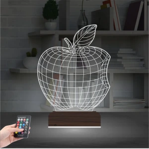 Elma Diyetisyen Temalı 3D Lamba - Masa Gece Lambası