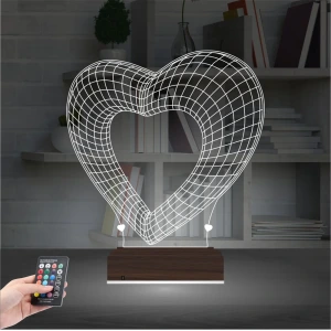 Sevgiliye Hediye Sade Balon Kalp Kutlama 3D Lamba - Masa Gece Lambası Sevgiliye Hediye Sade Balon Kalp Kutlama 3D Lamba - Masa Gece Lambası