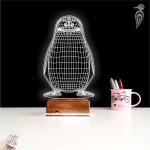 Penguen Çocuk Odası Tasarım 3D Lamba - Masa Gece Lambası Penguen Çocuk Odası Tasarım 3D Lamba - Masa Gece Lambası