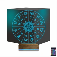 Astroloji Burç Lotus 3D Lamba - Masa Gece Lambası