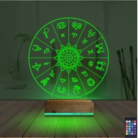 Astroloji Burç Lotus 3D Lamba - Masa Gece Lambası