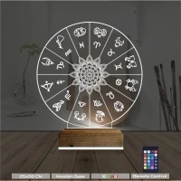 Astroloji Burç Lotus 3D Lamba - Masa Gece Lambası