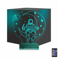Astronot Ay Gezegen 3D Lamba - Masa Gece Lambası