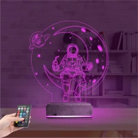 Astronot Ay Gezegen 3D Lamba - Masa Gece Lambası