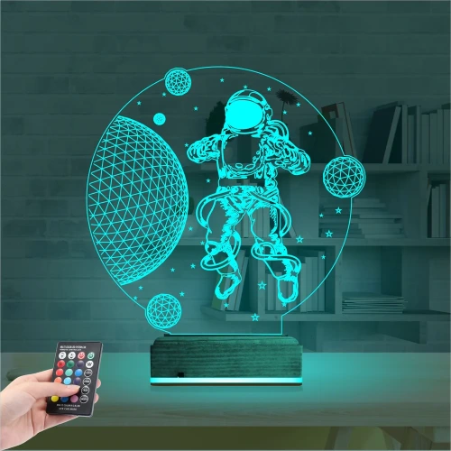 Astronot Gezegen 3D Lamba - Masa Gece Lambası