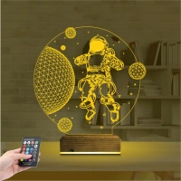 Astronot Gezegen 3D Lamba - Masa Gece Lambası