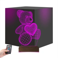 Ayıcık Kalp Seni Seviyorum 3D Lamba - Masa Gece Lambası