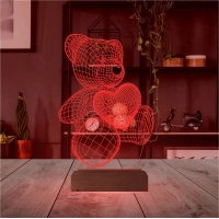 Ayıcık Kalp Seni Seviyorum 3D Lamba - Masa Gece Lambası