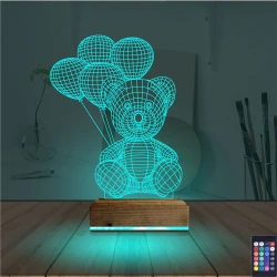 Ayıcık Balon 3D Lamba - Masa Gece Lambası Ayıcık Balon 3D Lamba - Masa Gece Lambası