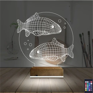 Balık Fanus 3D Lamba - Masa Gece Lambası Balık Fanus 3D Lamba - Masa Gece Lambası