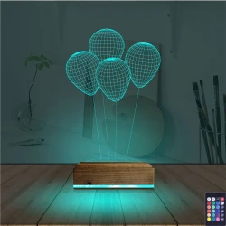 Balon Kutlama Doğum Günü 3D Lamba - Masa Gece Lambası