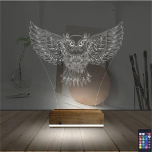 Baykuş Tasarım 3D Lamba - Masa Gece Lambası Baykuş Tasarım 3D Lamba - Masa Gece Lambası