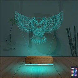 Baykuş Tasarım 3D Lamba - Masa Gece Lambası Baykuş Tasarım 3D Lamba - Masa Gece Lambası