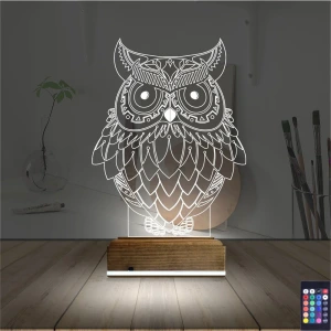 Baykuş Tasarım 3D Lamba - Masa Gece Lambası Baykuş Tasarım 3D Lamba - Masa Gece Lambası