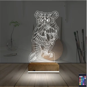 Baykuş Tasarım 3D Lamba - Masa Gece Lambası Baykuş Tasarım 3D Lamba - Masa Gece Lambası