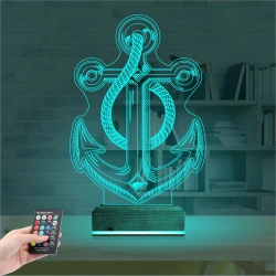 Denizci Çapa Kaptan 3D Lamba - Masa Gece Lambası Denizci Çapa Kaptan 3D Lamba - Masa Gece Lambası