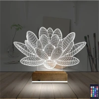 Lotus Çiçek Yoga 3D Lamba - Masa Gece Lambası