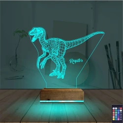 Dinozor Raptor 3D Lamba - Masa Gece Lambası Dinozor Raptor 3D Lamba - Masa Gece Lambası