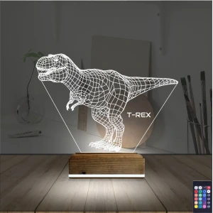 Dinozor T-rex 3D Lamba - Masa Gece Lambası Dinozor T-rex 3D Lamba - Masa Gece Lambası
