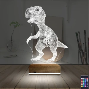 Dinozor 3D Lamba - Masa Gece Lambası Dinozor 3D Lamba - Masa Gece Lambası