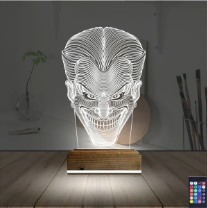 Joker Face 3D Lamba - Masa Gece Lambası