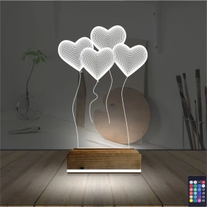 Kalp Sevgiliye Hediye 3D Lamba - Masa Gece Lambası Kalp Sevgiliye Hediye 3D Lamba - Masa Gece Lambası