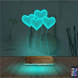 Kalp Sevgiliye Hediye 3D Lamba - Masa Gece Lambası Kalp Sevgiliye Hediye 3D Lamba - Masa Gece Lambası