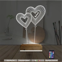 Balon Kalp Love Sevgiliye Hediye 3D Lamba - Masa Gece Lambası