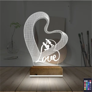 Kalp Love Sevgiliye Hediye 3D Lamba - Masa Gece Lambası Kalp Love Sevgiliye Hediye 3D Lamba - Masa Gece Lambası