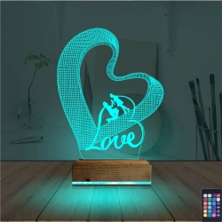 Kalp Love Sevgiliye Hediye 3D Lamba - Masa Gece Lambası Kalp Love Sevgiliye Hediye 3D Lamba - Masa Gece Lambası