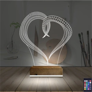 Kalp Sevgiliye Hediye 3D Lamba - Masa Gece Lambası Kalp Sevgiliye Hediye 3D Lamba - Masa Gece Lambası