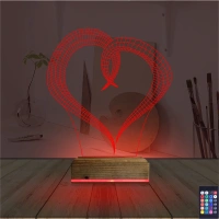 Kalp Sevgiliye Hediye 3D Lamba - Masa Gece Lambası