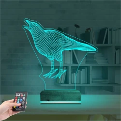 Karga Kuş 3D Lamba - Masa Gece Lambası Karga Kuş 3D Lamba - Masa Gece Lambası