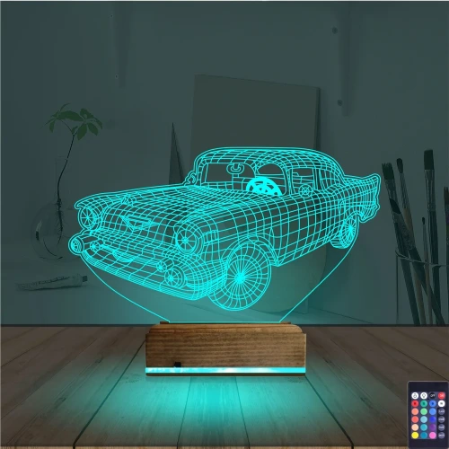 Klasik Araba 3D Lamba - Masa Gece Lambası