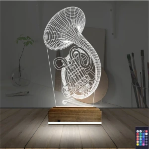 Korno Enstrüman Müzik 3D Lamba - Masa Gece Lambası Korno Enstrüman Müzik 3D Lamba - Masa Gece Lambası