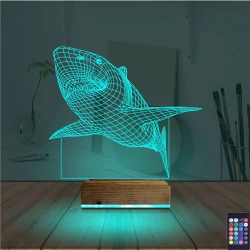 Köpek Balığı 3D Lamba - Masa Gece Lambası Köpek Balığı 3D Lamba - Masa Gece Lambası