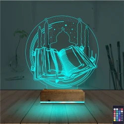 Kuran-ı Kerim Cami 3D Lamba - Masa Gece Lambası Kuran-ı Kerim Cami 3D Lamba - Masa Gece Lambası