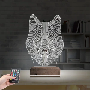 Kurt 3D Lamba - Masa Gece Lambası Kurt 3D Lamba - Masa Gece Lambası