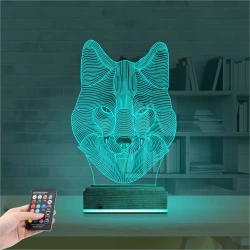 Kurt 3D Lamba - Masa Gece Lambası Kurt 3D Lamba - Masa Gece Lambası