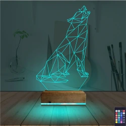 Kurt Polygonal 3D Lamba - Masa Gece Lambası Kurt Polygonal 3D Lamba - Masa Gece Lambası