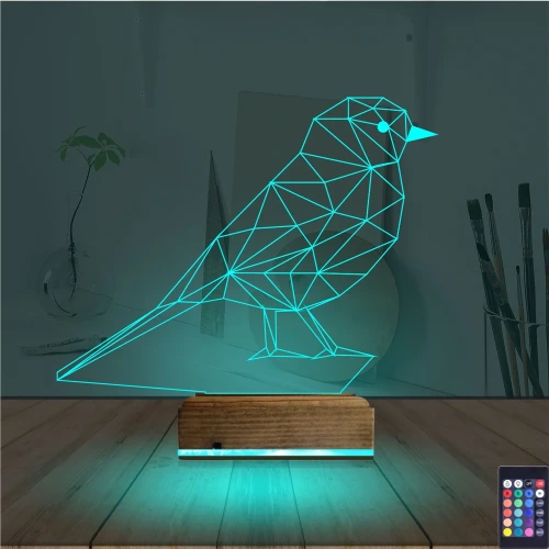 Kuş Kanarya Taraftar 3D Lamba - Masa Gece Lambası