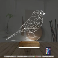 Kuş Kanarya Taraftar 3D Lamba - Masa Gece Lambası