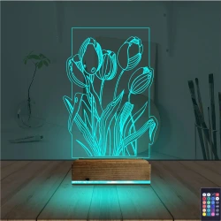 Lale Çiçek 3D Lamba - Masa Gece Lambası Lale Çiçek 3D Lamba - Masa Gece Lambası