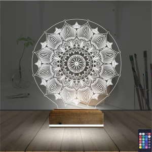 Mandala 3D Lamba - Masa Gece Lambası Mandala 3D Lamba - Masa Gece Lambası