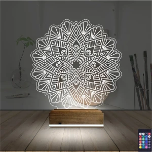 Mandala 3D Lamba - Masa Gece Lambası Mandala 3D Lamba - Masa Gece Lambası