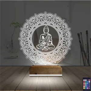 Mandala Yoga 3D Lamba - Masa Gece Lambası Mandala Yoga 3D Lamba - Masa Gece Lambası