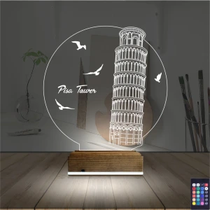 Pisa Kulesi 3D Lamba - Masa Gece Lambası Pisa Kulesi 3D Lamba - Masa Gece Lambası