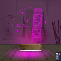 Pisa Kulesi 3D Lamba - Masa Gece Lambası